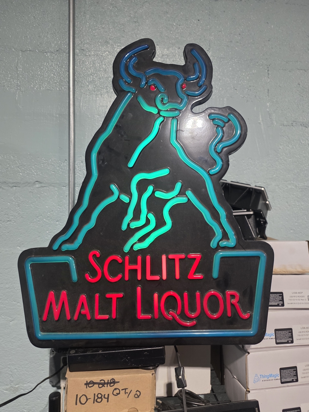 Neon Wall Sign - Black with Teal & Red Accents